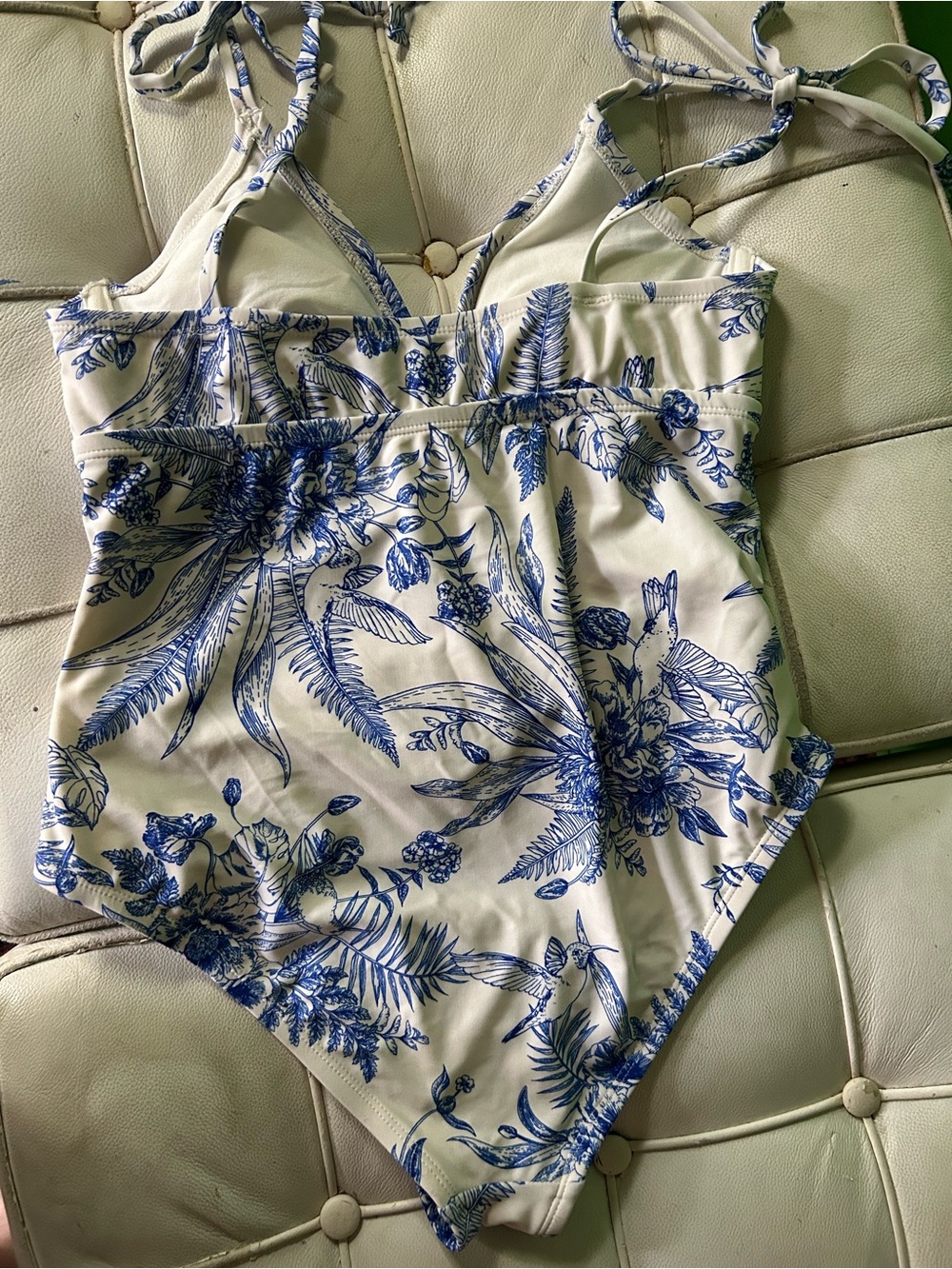 Kona Sol White and Blue Floral One-Piece Swimsuit - Picture 4 of 5